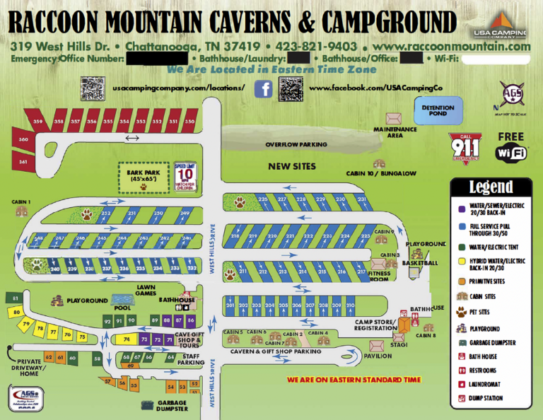 Raccoon Mountain Campground Resort Map